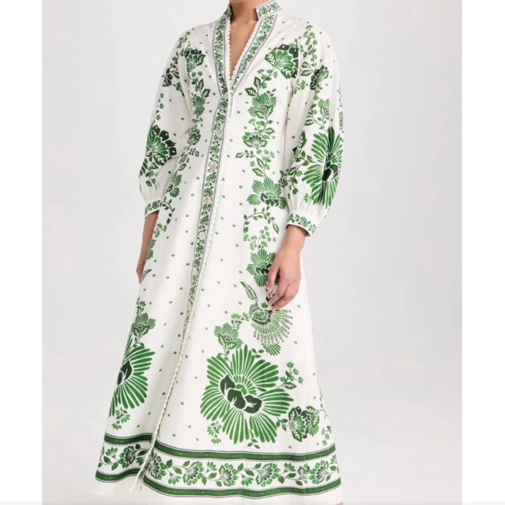 Floral Green and White Maxi Dress